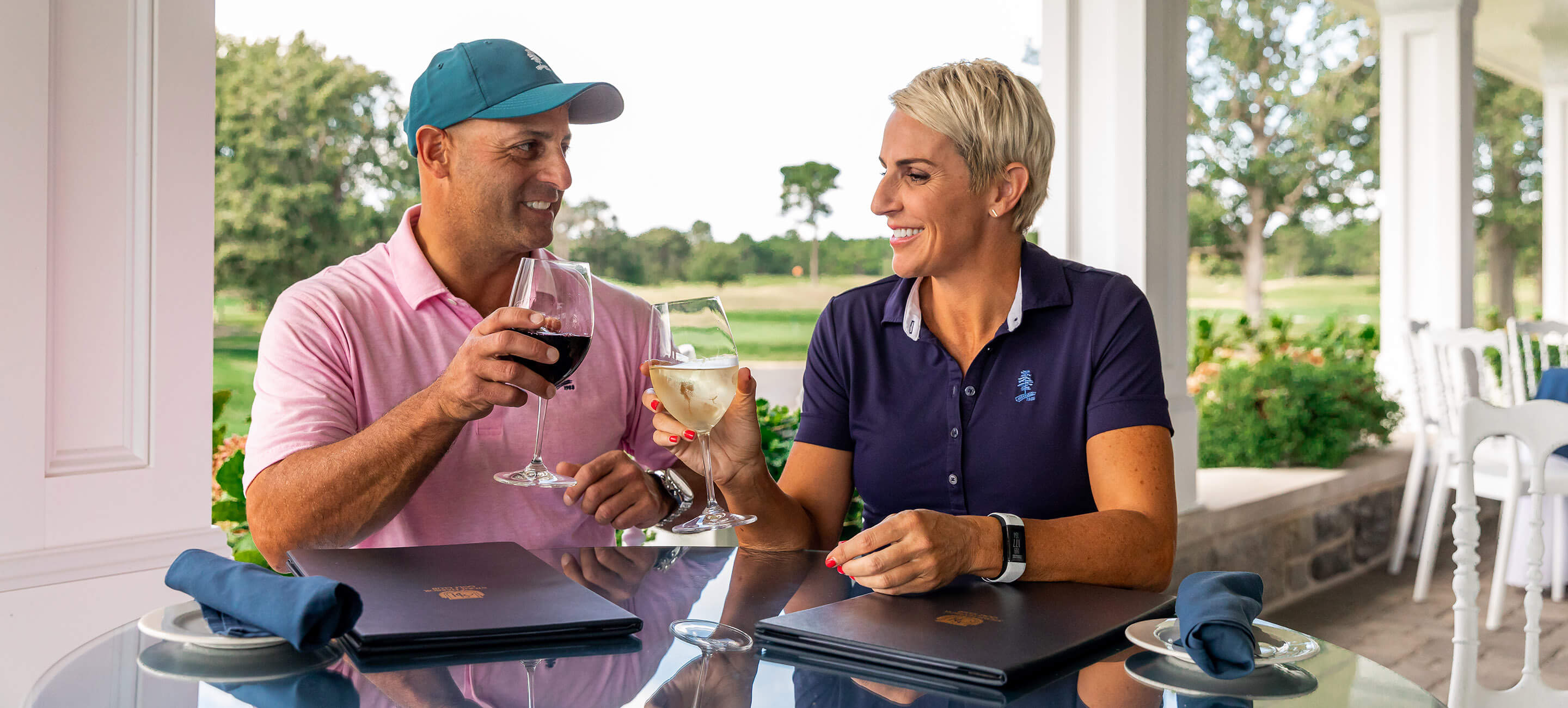 couple dining on patio